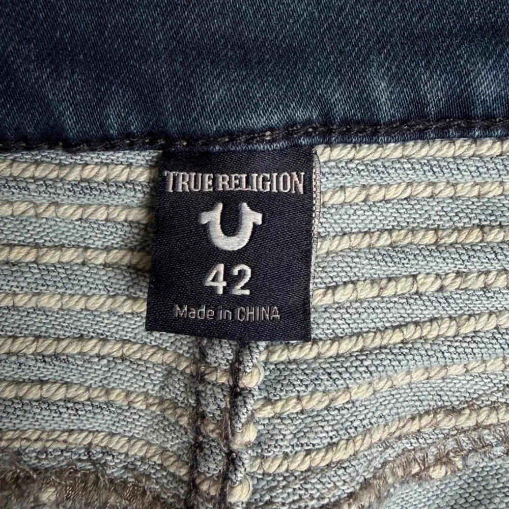True Religion Geno Moto Biker Denim Shorts Dark Wash Mens 42